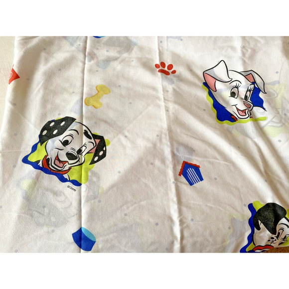 Vintage 101 Dalmatians Twin Flat & Fitted Sheet Set White Disney USA Made - Picture 2 of 6